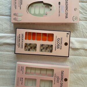 Dashing Diva Gloss Gel Nail Strips Set - White, Orange, Green